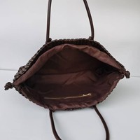 Sac fourre-tout d'épaule pour femme, grande capacité, en polyester tissé à la main, avec double anse et fermeture à cordon, élégant et polyvalent, idéal pour les trajets quotidiens
