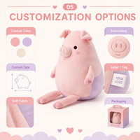 Jolie Peluche Cochon Rose Personnalisée en Polyester Doux, Figurine de Cochon Mignon, Décoration d'Intérieur, Anti-Stress, Faible MOQ, OEM ODM