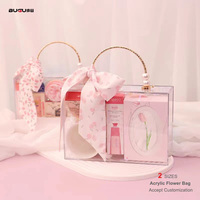 Boîte cadeau en acrylique avec poignée, fournitures d'emballage en acrylique, boîte en acrylique pour décoration de mariage, boîte d'emballage en acrylique