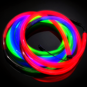 Bande LED néon flexible en silicone noir lumineuse à 360 degrés, effet de poursuite de couleur et d'eau courante, 22 mm, étanche, pour décoration extérieure - Product Image 1
