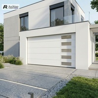 Porte de garage sectionnelle en acier à grain de bois, à économie d'énergie, avec isolation en PU de 50 mm et valeur R-17 élevée pour villa de luxe