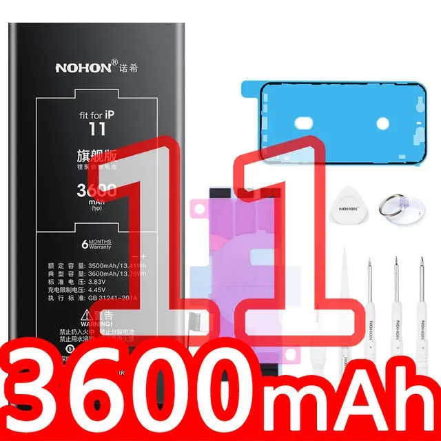 NOHON High Capacity Rechargeable Battery Compatible with iPhone 6S 6 7 8 Plus X XR 11 12 Pro XS MAX iPhone 13