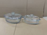1 pièce Plat de cuisson en verre avec couvercles en verre, 1,9 Qt et 3 Qt, pour réchauffer et servir les aliments chauds