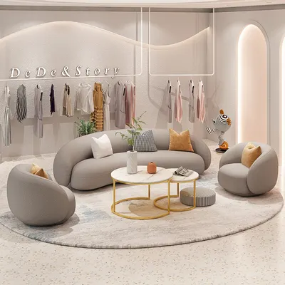 北欧の衣料品店ソファビューティーサロンはアークベルベット生地のソファを受け取ります