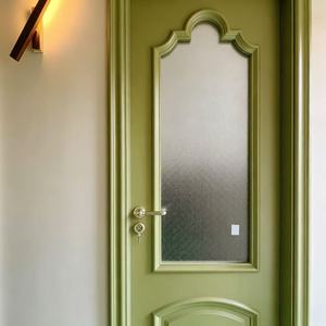 Puerta de Madera Compuesta Lacada Verde <span class=keywords><strong>Oliva</strong></span> con Vidrio Esmerilado Impermeable, Puertas Villa Slab - Product Image 5