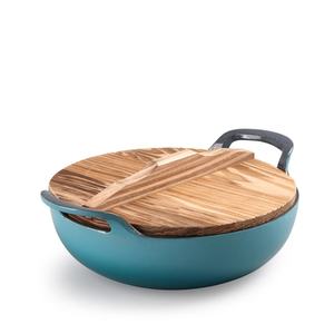 Vente chaude Chinois Grand Wok Rond Ustensiles De Cuisine 26cm Bleu Émaillé En Fonte Réchauffeur De Nourriture Casseroles Antiadhésif <span class=keywords><strong>Faitout</strong></span> Avec Couvercle - Product Image 2