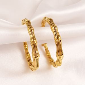 Custom Bamboo <strong>Earrings</strong> Big Large Hoop <strong>Earrings</strong> Hip Hop Women Personalized <strong>Infinity</strong> <strong>Earring</strong> Stainless Steel Fine Jewelry Gift - Product Image 2