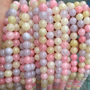 Perles de calcédoine rose <span class=keywords><strong>semi</strong></span>-précieuses <span class=keywords><strong>pas</strong></span> chères, 6 mm-12 mm, rondes, en vrac, perles de jade de calcédoine morganite pour la fabrication de bijoux - Product Image 3
