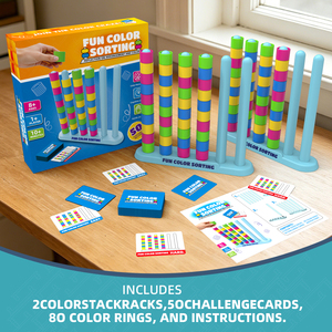 Juego de Mesa Educativo para Niños, Divertido Juego de Apilamiento y Clasificación de Colores, Juego de Cartas Interactivo para Familias, Padres e Hijos - Product Image 3