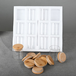 Kitchen Products Food Glass Container Lead Free Reusable 12pcs 250ml High Borosilicate Glass <strong>Spice</strong> Jars Set With Bamboo Lids - Product Image 5