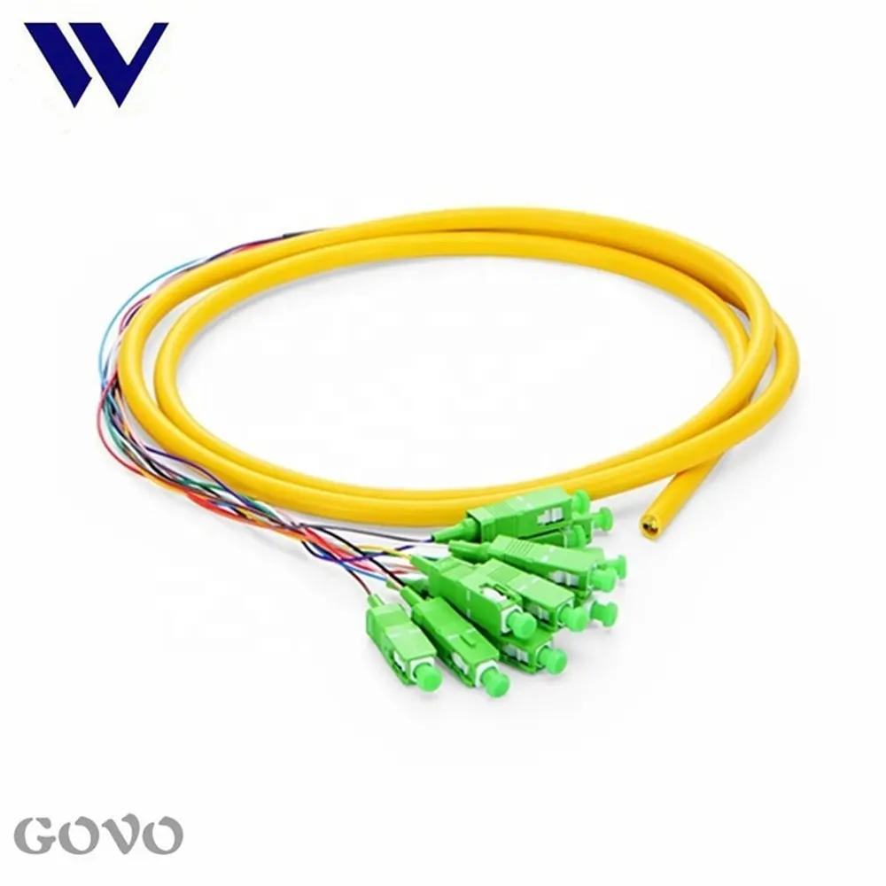 Govo Fiber Pigtail 1.5M Lc/Sc Upc/Apc 12 Cores Vezels OS2 Singlemode Bos Pvc 0.9Mm glasvezel Pigtail Ftth Netwerk