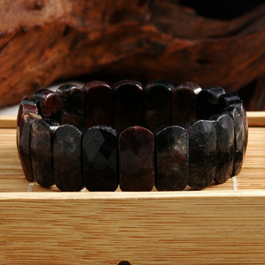 เครื่องประดับแนวชนเผ่าวินเทจของผู้หญิงสร้อยข้อมือยืดหินธรรมชาติเรขาคณิตกำไลข้อมือสีดำทัวร์มาลีนจัดด้วยมือยืดหยุ่นสำหรับผู้ชาย - Product Image 5