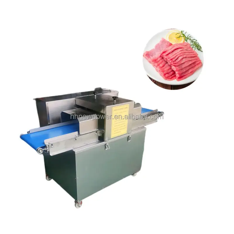 Mesin pengiris daging sapi segar, mesin pemotong perajang daging segar Horizontal untuk ketebalan 5mm-40mm
