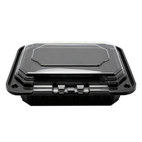 Conteneur d'emballage en PET noir en gros avec couvercle transparent pour légumes frais, champignons, fruits – Boîte alimentaire en plastique pour présentation en marché