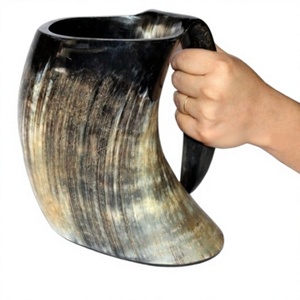Jarra de Cerveza de Cuerno de Búfalo Estilo Vikingo Vintage, Apta para Lavavajillas, con Asa, Coleccionable, para Uso en el Hogar y Hoteles, Proveedor Indio - Product Image 1