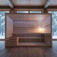 Sauna intérieur en bois, vente en gros d'usine, cabine de sauna vapeur portable, promotion, bois d'épicéa massif, sauna sec et vapeur combinés