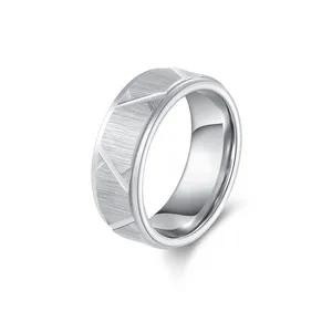 Cincin baja Tungsten pria dan wanita, perhiasan grosir pola cincin baja Tungsten kecantikan tinggi