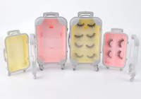 Boîte d'emballage personnalisée en forme de mini valise pour cils en vison véritable, boîte à cils en plastique pour le rangement de cosmétiques