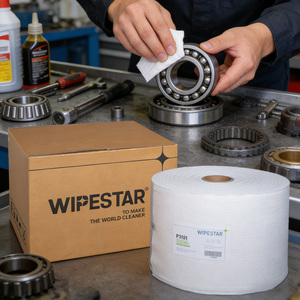 Rouleaux de papier essuie-tout industriels WIPESTAR, résistants, absorbants l'huile, en pâte de bois, pour l'élimination des taches <span class=keywords><strong>d</strong></span>'huile sur les machines et les équipements. - Product Image 1