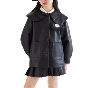 Haute qualité printemps poupée col en <span class=keywords><strong>cuir</strong></span> costume Cool fille deux pièces plissé <span class=keywords><strong>jupe</strong></span> en <span class=keywords><strong>cuir</strong></span> ensemble - Product Image 1