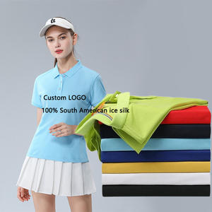 Soie de glace respirante pour femmes pour polo avec broderie personnalisée motif solide bouton en tissu tricoté sous le col Tennis Golf - Product Image 1