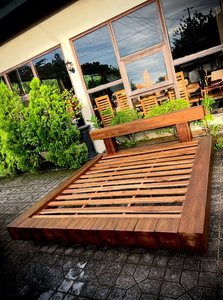 Modern Teak Wooden <b>Bed</b> Frame Solid Wood Platform <b>Bed</b> <b>Low</b> Profile Bedroom Furniture - Product Image 2