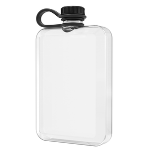 Botella de Agua Plana y Delgada, Botella de Agua Reutilizable Portátil de Plástico AS, a Prueba de Fugas, Transparente - Product Image 1