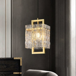 Luxury Glass Pendant <b>Light</b> Rectangle Shape <b>Led</b> Single Head Chandelier For Living Room Villa Hall Dining Room - Product Image 4
