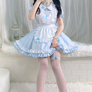 Tenue de cosplay Sky Blue Cross Maid Outfit, robe de cosplay, costume de patronne, printemps 2025, S-5XL, jeu de rôle anime - Product Image 3
