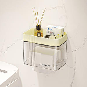 Porte-boîte à mouchoirs pour salle de bain, organisateur de rangement mural étanche, rectangulaire, durable, pour papier toilette et cosmétiques - Product Image 2