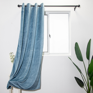 Cortinas Opacas Modernas DaiRui Estilo Sudamericano, Tela de Terciopelo con Hojas Azules en Relieve para Sala de Estar - Product Image 4