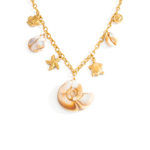 Collier en acier inoxydable avec pendentif coquillage doré, style resort océanique, chaîne de clavicule couleur or 18 carats, bijoux pour femmes - Product Image 5