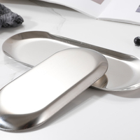 Assiette ovale moderne en acier inoxydable de style coréen, durable, à motif uni, pour desserts et collations, idéale pour restaurants, cantines, maisons et hôtels