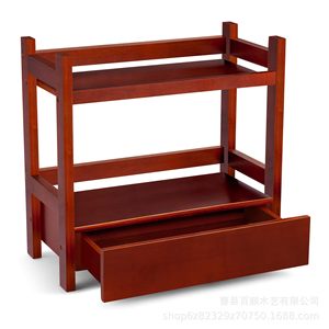 Wooden Double Layer Storage Rack Reddish Brown <b>Desktop</b> Cosmetic Organizer Makeup Storage <b>Shelf</b> - Product Image 5