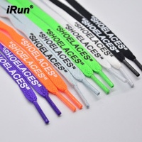 IRun Lacets imprimés plats personnalisés Lacets imprimés en silicone avec logo en silicone "Lacets" imprimés réfléchissants en silicone avec aglets dorés