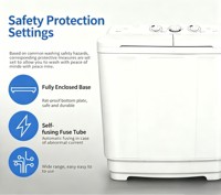 Lave-linge à double cuve 8 kg, robuste, corps en PP antirouille, commandes simples, homologué CE, logo personnalisé disponible, prise incluse, pour usage domestique
