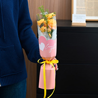 Papier d'emballage floral en forme de cœur romantique, style coréen, pour bouquet à tige unique, vente en gros