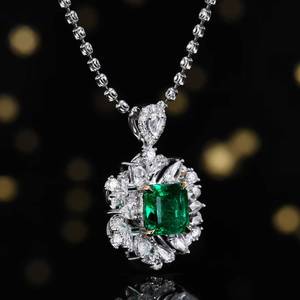 1.6ct <b>Solid</b> 18K <b>Gold</b> Natural VVG Emerald <b>Pendant</b> Set With 37pcs Diamonds Luxury Gala Necklace fine Jewelry manufacturer - Product Image 2