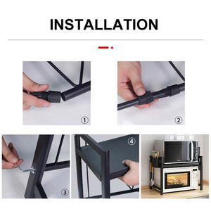 Scaffale in <span class=keywords><strong>Ferro</strong></span> <span class=keywords><strong>Battuto</strong></span> a 2 Ripiani per Cucina, Porta Forno a Microonde - Product Image 6