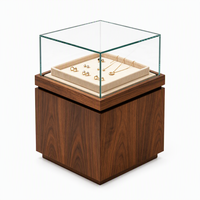 Vitrine de présentation de bijoux en bois personnalisée avec couvercle en verre, présentoir sur piédestal pour magasin de bijoux, vente en gros