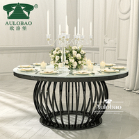 Tables de réception AULOBAO AT-1041, design élégant et moderne en forme de cage à oiseaux, base en acier inoxydable, pour mariage, fête, dîner, événements, salle de banquet
