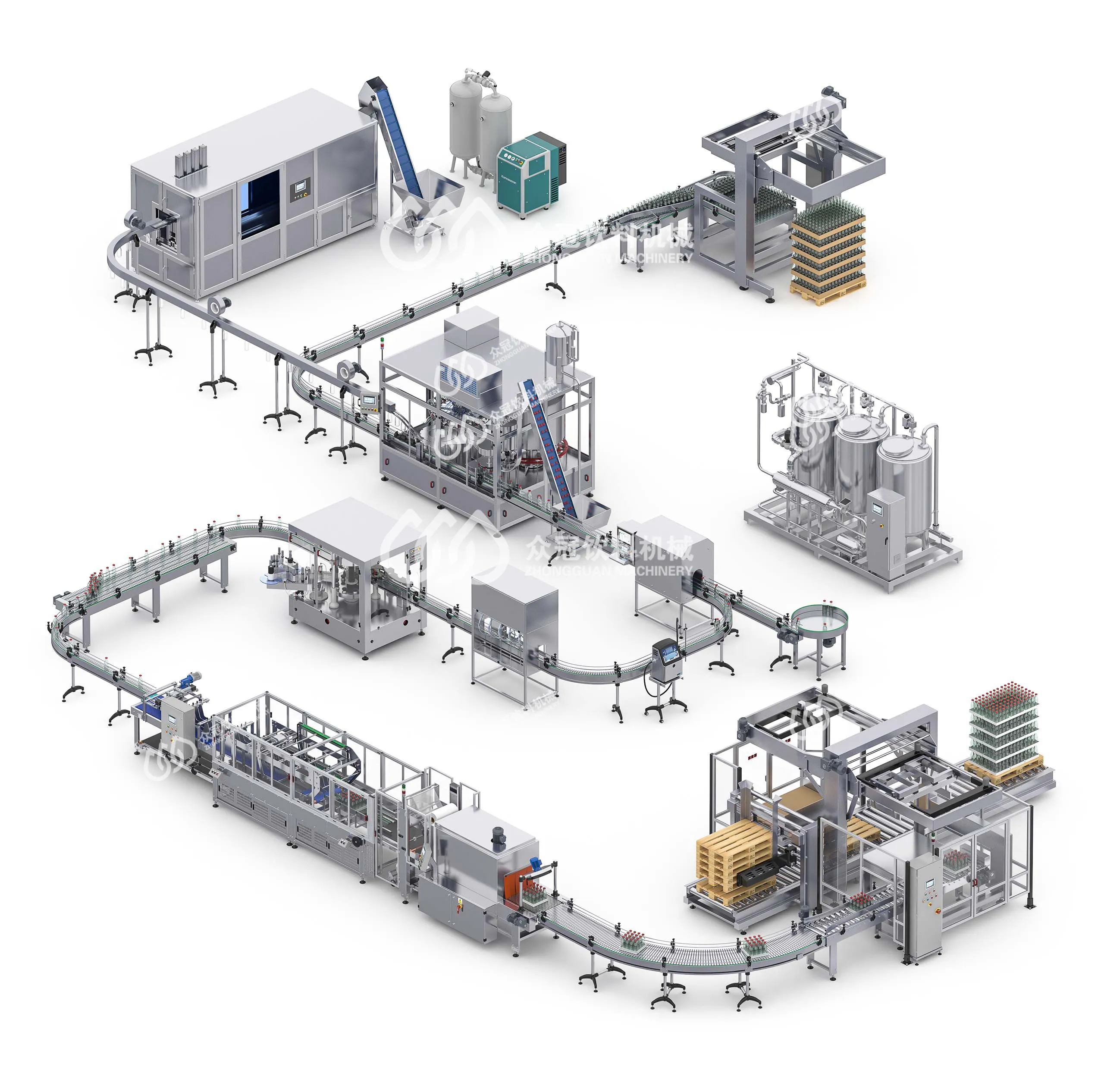 A-Z Linea Completa Automatica di Acqua/Gassate/Succo/Tè Caldo Macchina di Riempimento Linea di Produzione di Soluzione