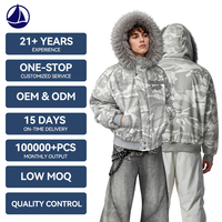 Blouson bomber rembourré à capuche pour homme, imprimé camouflage, chaud pour l'hiver, coupe oversize, style streetwear, coupe-vent, logo personnalisé, vente en gros OEM