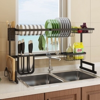Meilleure vente égouttoir à vaisselle multifonctionnel à 2 niveaux léger et durable égouttoir à couverts étagère de rangement pour ustensiles de cuisine