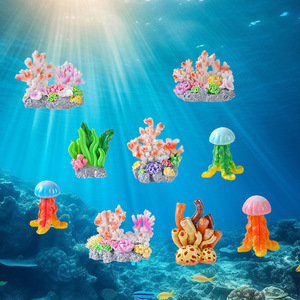 Decoraciones de acuario de coral artificial, miniaturas de resina plástica para paisajes, adornos para peceras. - Product Image 1