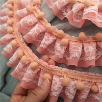 Vente en gros, pompon brodé, plis, pompon, dentelle pour bricolage, accessoires de couture, fournitures, vêtements, garniture en dentelle