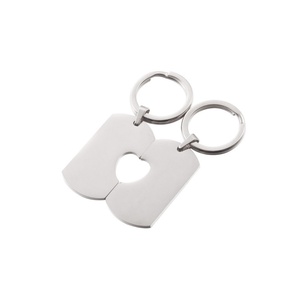 Couples Gift Half <b>Heart</b> Pendant Blank Keychain Name Engraved 18K Gold Stainless Steel Pendants Keychain - Product Image 6