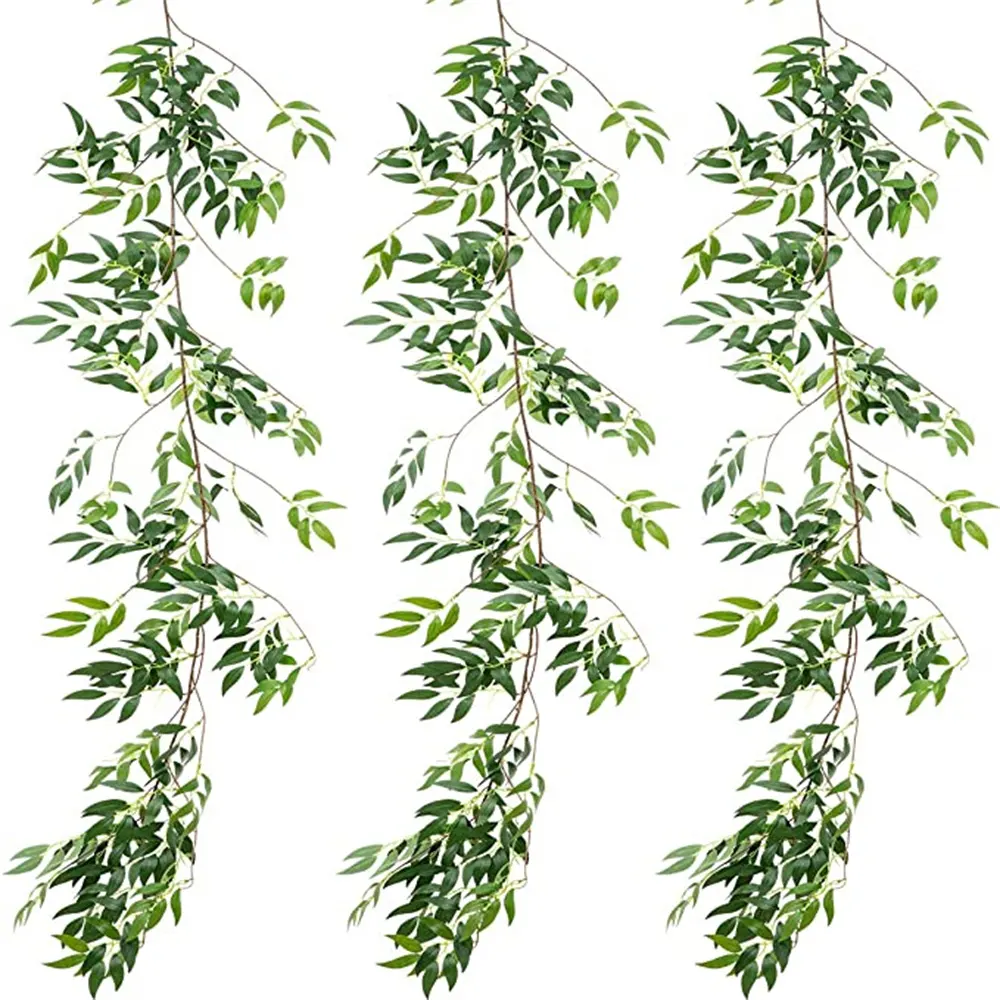 Artificial Willow Leaves Vines Twigs Fake Silk Hanging Greenery Garland String for Indoor Wedding Party Wall Garden Decoration