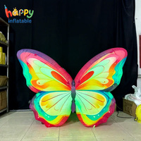 Modèle de papillon gonflable lumineux à LED pour décoration de scène aux couleurs fraîches, accessoires visuels gonflables pour mariage, fête et événement