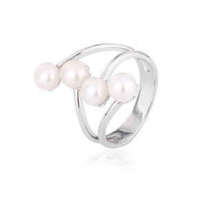Bague en argent 925 originale KAMMY avec perle d'eau douce naturelle de 5 à 5,5 mm et zircon, bijoux fins - Product Image 1